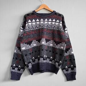 Grandpacore 90s Grunge Sweater Cabincore Indie Dark Academia Aztec Oversized XL